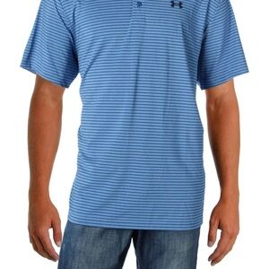 Under Armour Men's Polo in Blue and Black Stripes